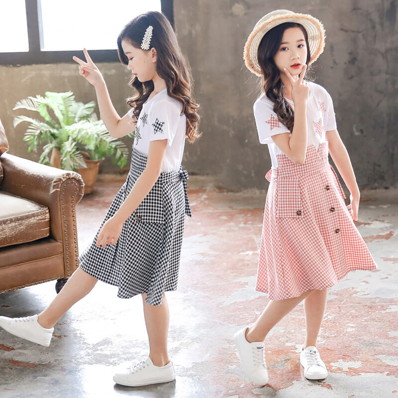 Tüdrukukleit Tähemustriga Tüdrukute peokleit vabaaja stiilis lastekleit suvine tüdrukute riided 6 8 10 12 14