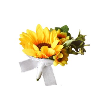 Sunflower Sunflower Corsage για άντρες και γυναίκες Γάμος για νύφη και γαμπρό Κορσάζ λουλούδι καρπού Χριστουγεννιάτικο δώρο κεφάλι λουλούδι αξεσουάρ μαλλιών