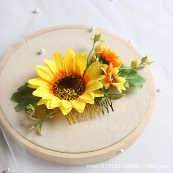 Sunflower Sunflower Corsage για άντρες και γυναίκες Γάμος για νύφη και γαμπρό Κορσάζ λουλούδι καρπού Χριστουγεννιάτικο δώρο κεφάλι λουλούδι αξεσουάρ μαλλιών