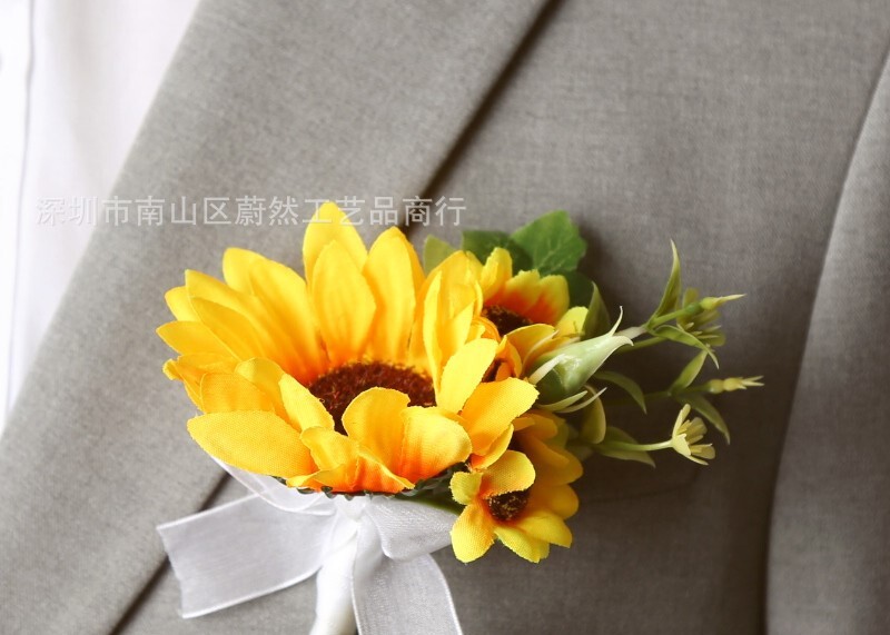 Saulėgrąžų saulėgrąžų korsas vyrams ir moterims Vestuvių nuotaka ir jaunikis Korsas riešo gėlė Kalėdų dovana galvos gėlė plaukų aksesuarai