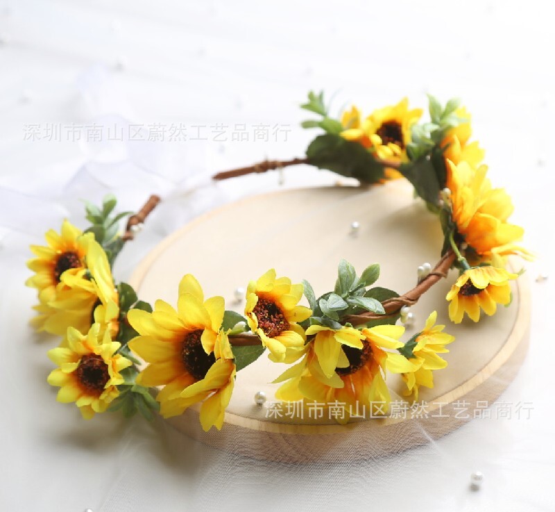 Sunflower Sunflower Corsage για άντρες και γυναίκες Γάμος για νύφη και γαμπρό Κορσάζ λουλούδι καρπού Χριστουγεννιάτικο δώρο κεφάλι λουλούδι αξεσουάρ μαλλιών