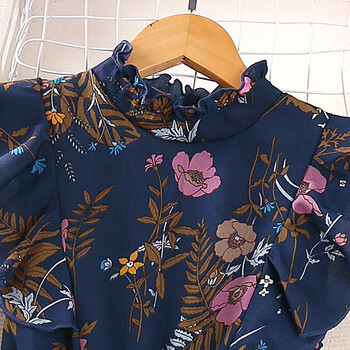 Παιδικό Floral Print Casual Φόρεμα για κορίτσια Καλοκαίρι 2023 Νέο Παιδικό Αμάνικο Πριγκίπισσα Πλισέ Φόρεμα με Ζώνη 7-14Y