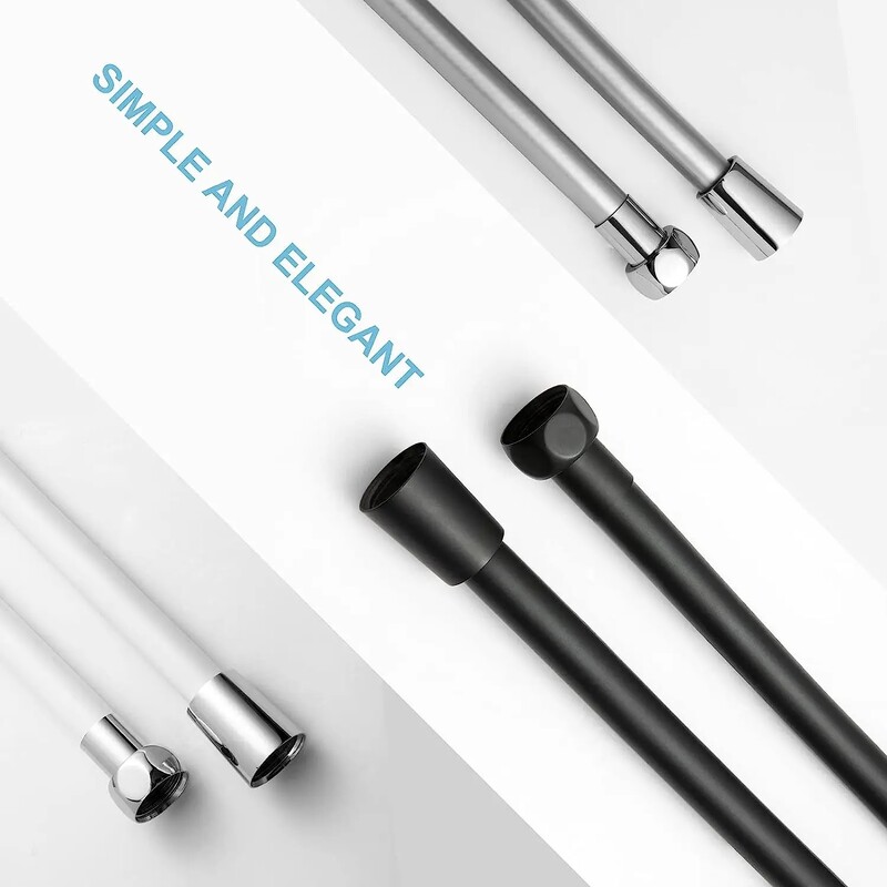 Novo PVC visokotlačno srebrno i crno glatko crijevo za tuširanje za kupaonsku ručnu glavu Fleksibilni vodovod protiv namotavanja GI/2 univerzalno