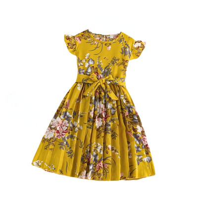 Haljina za djecu od 5-14 godina Rođendanska slatka cvjetna suknja s naboranim rukavima Princess haljine Ootd za djevojčice