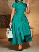 Γυναικείο κοντομάνικο ασύμμετρο κομψό φόρεμα Workwear Prom Party Φόρεμα