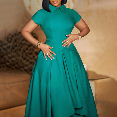 Γυναικείο κοντομάνικο ασύμμετρο κομψό φόρεμα Workwear Prom Party Φόρεμα