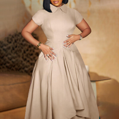 Γυναικείο κοντομάνικο ασύμμετρο κομψό φόρεμα Workwear Prom Party Φόρεμα