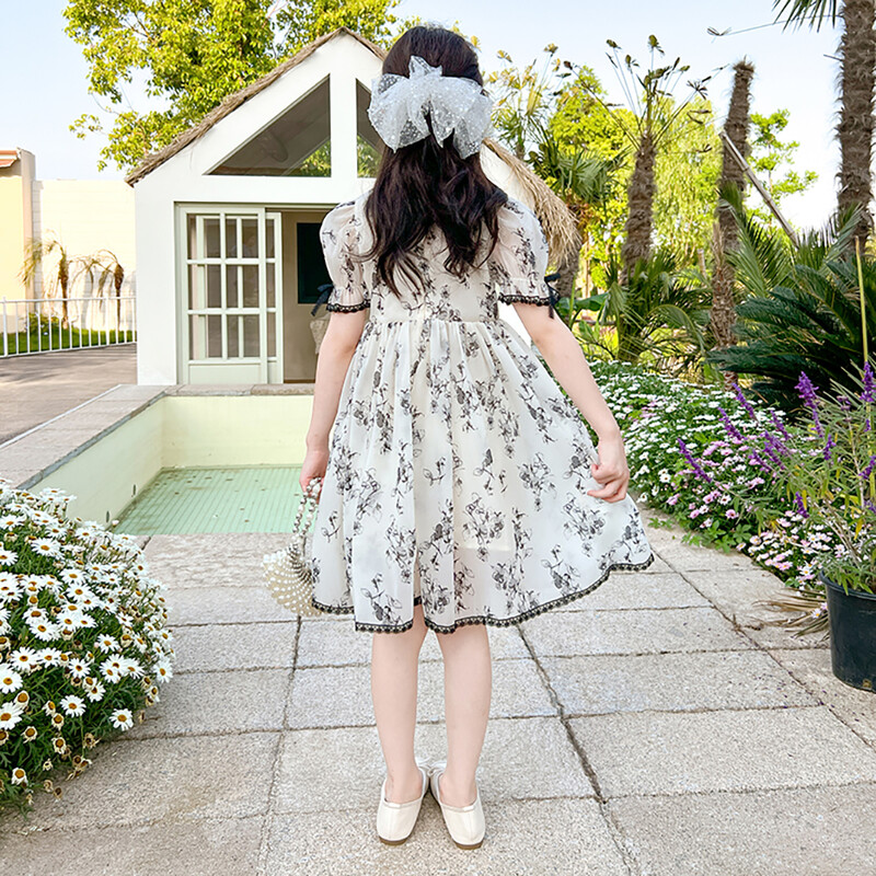 Vaikiški drabužiai Gėlių raštų suknelės mergaitėms Vasaros Vaikiškos Suknelės Laisvalaikio stiliaus kostiumas mergaitėms 6 8 10 12 14