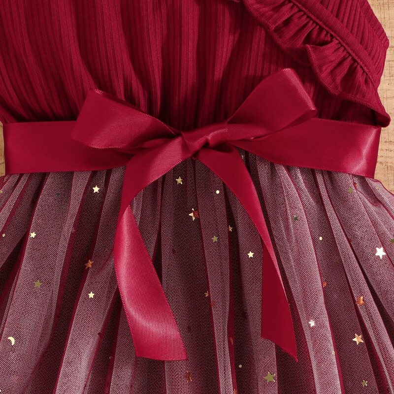 Kleit lastele 2–8-aastastele Moodne suvine armas volangidega varrukateta staartüllist printsesskleidid Ootd beebitüdrukule