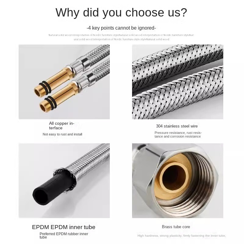 Najlonska pletena cijev od nehrđajućeg čelika Crijevo Silikonska vodovodna slavina Umivaonik Slavina umivaonik Kuhinja Kupaonica G1/2