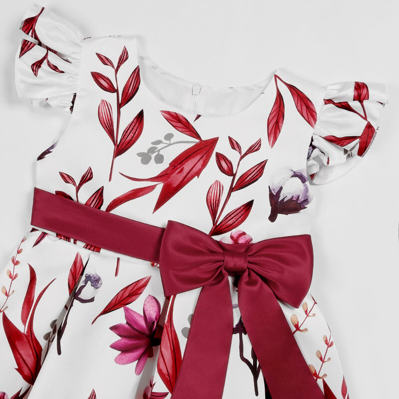 Comerț exterior fierbinte noi rochie fetiță mânecă mică zburătoare rochie imprimeu arc rochie prințesă haine petrecere