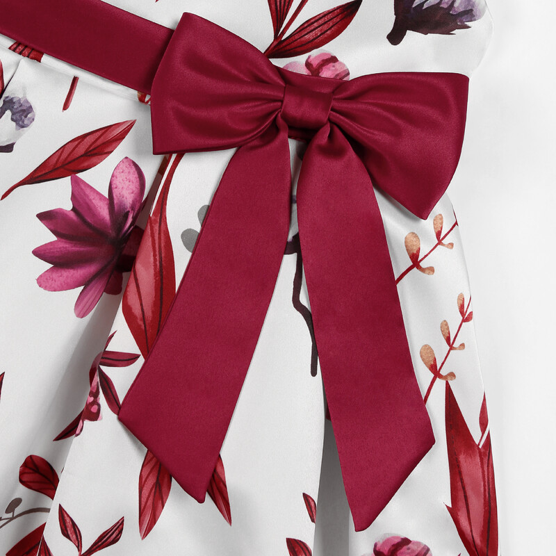 Comerț exterior fierbinte noi rochie fetiță mânecă mică zburătoare rochie imprimeu arc rochie prințesă haine petrecere