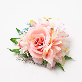 Cross Border Bride Retro Forest Style Polyester Artificial Flower Τριαντάφυλλο χτένα μαλλιών Διακοσμητικά μαλλιά Ταξιδιωτική φωτογραφία