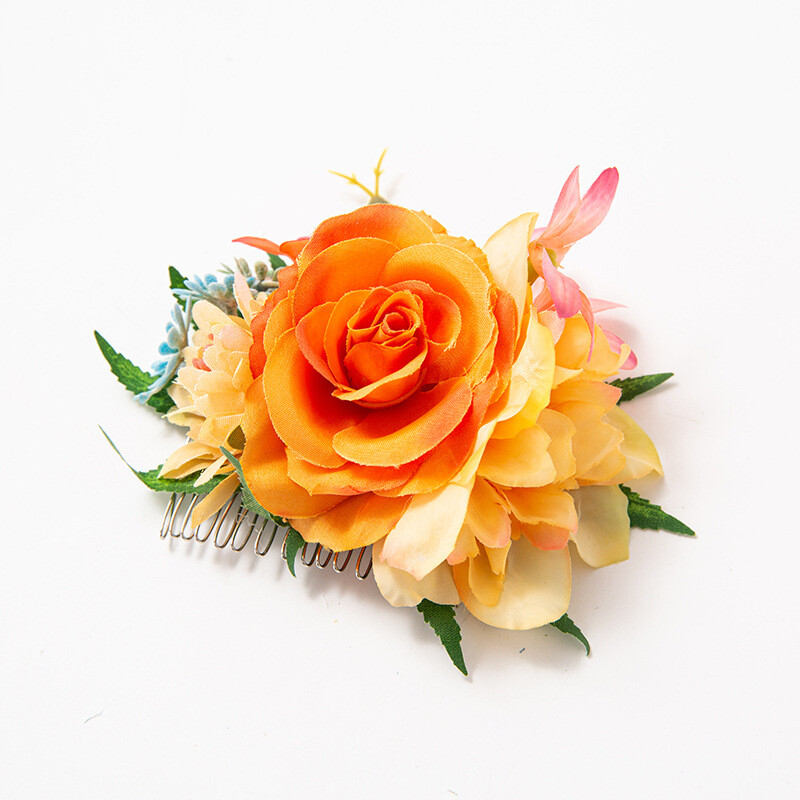 Transfrontalieră Mireasă Retro Pădure Stil Poliester Floare Artificială Trandafir Pieptene Păr Ornamente Fotografie de călătorie