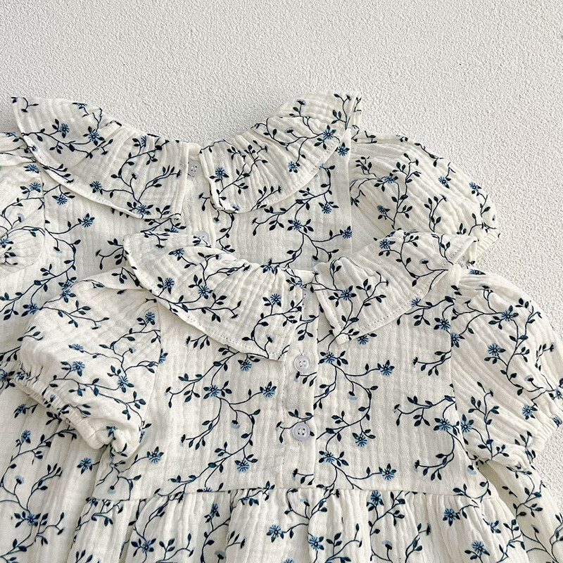 2024 Noua vară 2-6 ani pentru fetițe rochie prințesă cu mâneci scurte din bumbac cu imprimare florală rochii de petrecere pentru copii îmbrăcăminte pentru copii