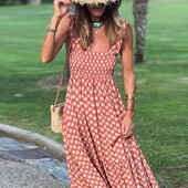 Naiste elegantne trükitud elastne vöökleit pühade stiilis prantsuse lillelise rihmaga pikk kleit Traf Naiste Vestidos Para Mujer