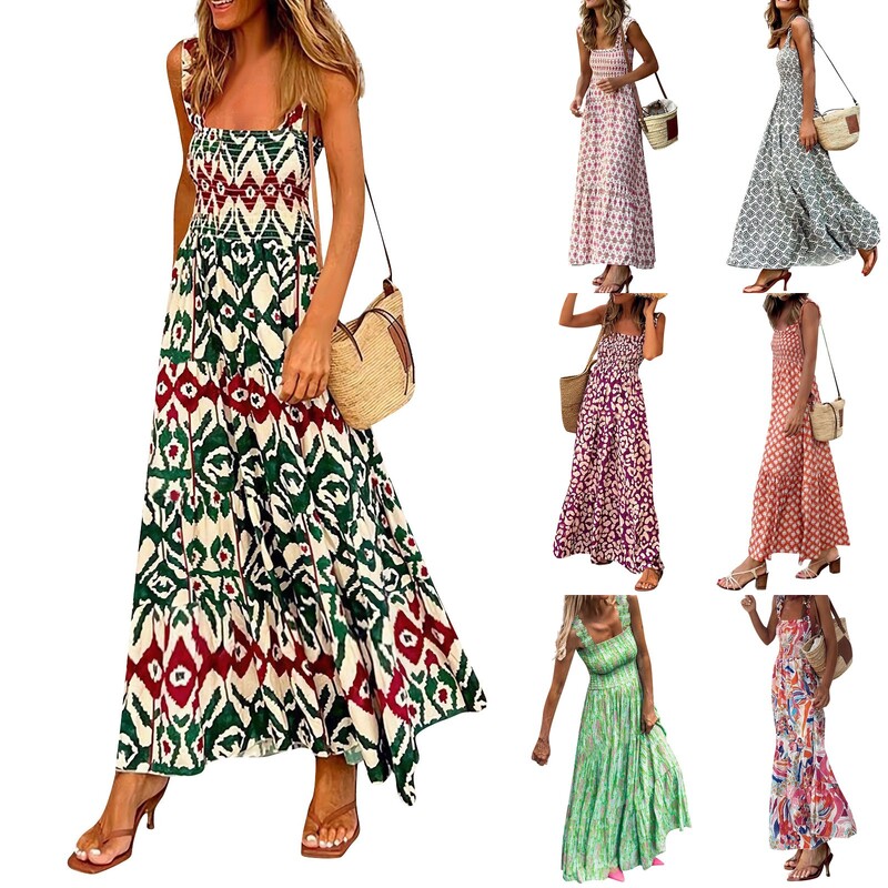 Naiste elegantne trükitud elastne vöökleit pühade stiilis prantsuse lillelise rihmaga pikk kleit Traf Naiste Vestidos Para Mujer