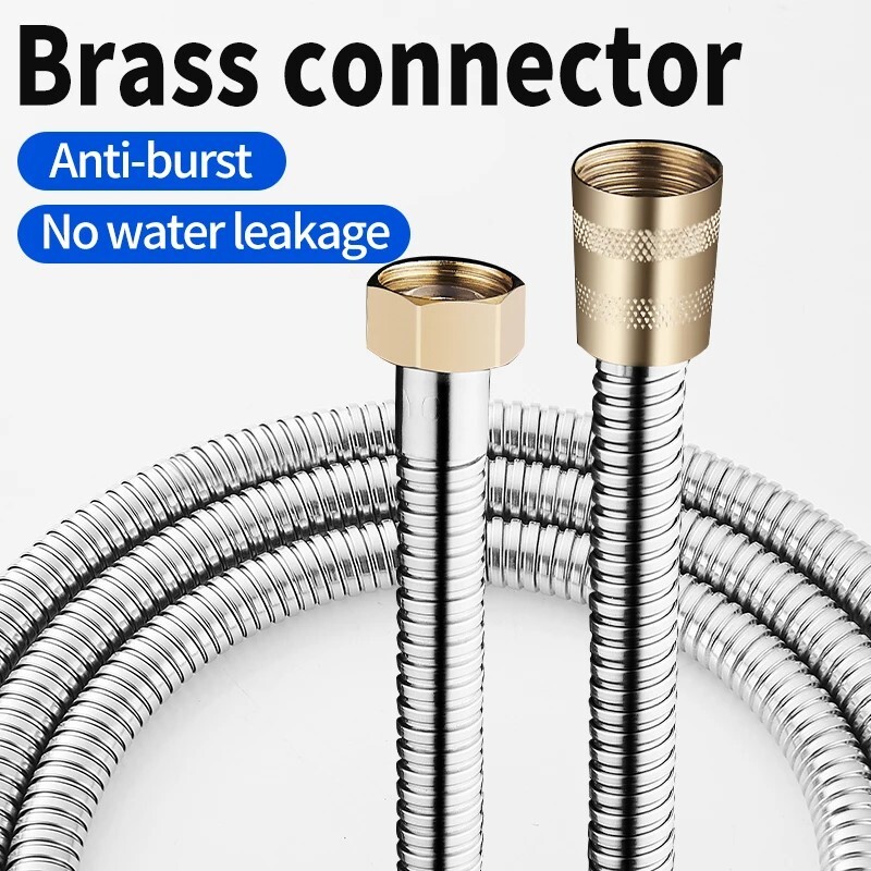 Nova mjedena glava 1,5/2/3M fleksibilno crijevo za tuširanje od nehrđajućeg čelika Dugo produžetak crijeva za vodu za tuš Vodovodna cijev Kupaonski pribor
