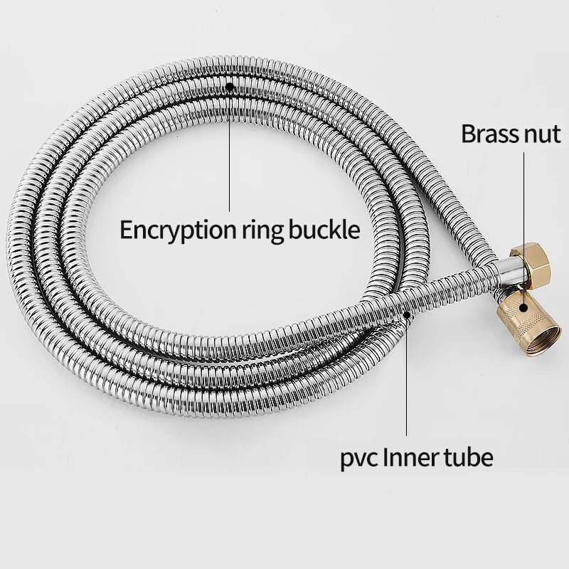 Nova mjedena glava 1,5/2/3M fleksibilno crijevo za tuširanje od nehrđajućeg čelika Dugo produžetak crijeva za vodu za tuš Vodovodna cijev Kupaonski pribor