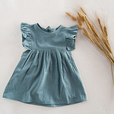 Modna dječja odjeća s cvijećem, haljina za djevojčice, leteći rukavi s volanima, pamučna haljina za princeze za novorođenče bez leđa, svečane haljine