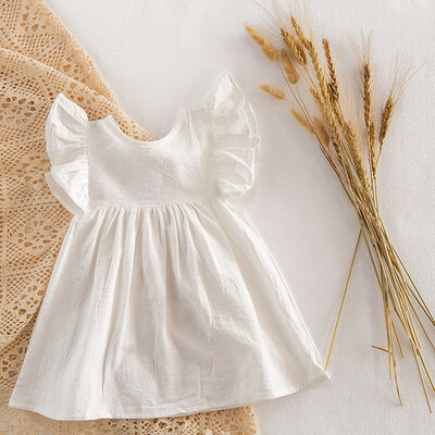 Modna dječja odjeća s cvijećem, haljina za djevojčice, leteći rukavi s volanima, pamučna haljina za princeze za novorođenče bez leđa, svečane haljine