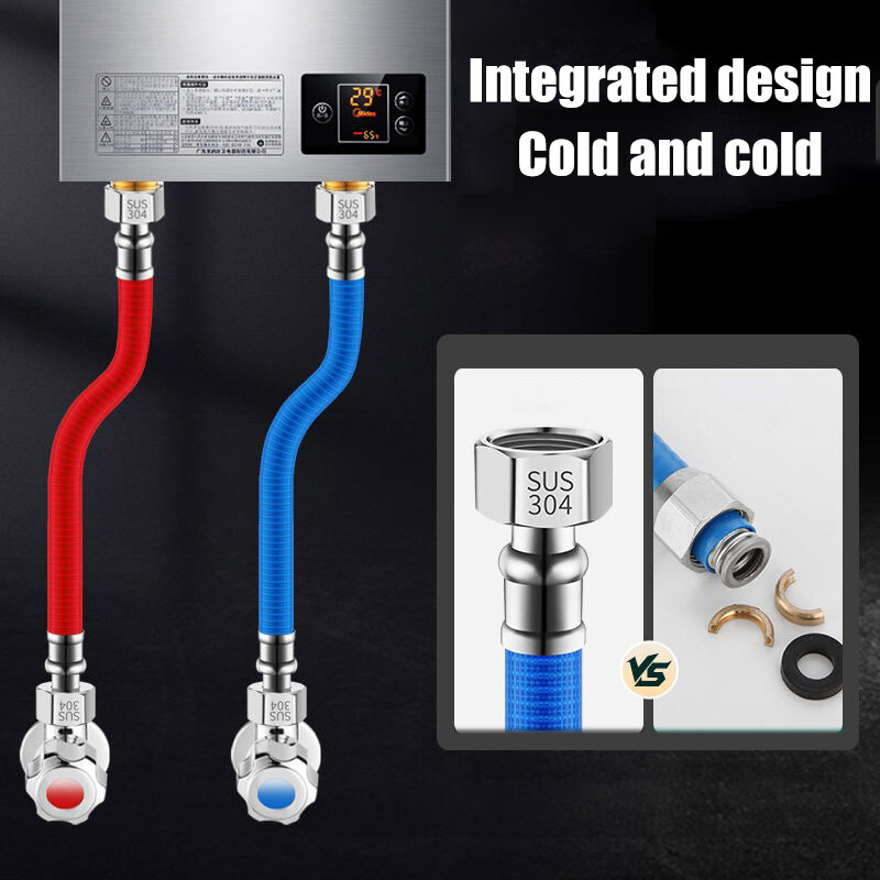 Crijevo od nehrđajućeg čelika 304, grijač vode, dovodna cijev za toplu ili hladnu vodu, metalni mijeh u 4 točke, višenamensko crijevo za plin otporno na eksploziju