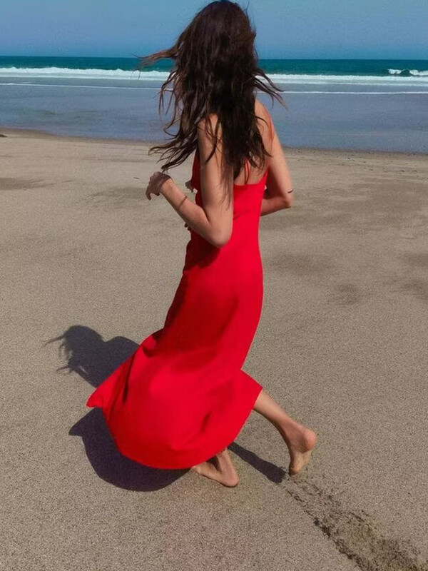 2024 uued naisteriided temperament mood seksikas traksidega üherealine õhukeste rihmadega kleit