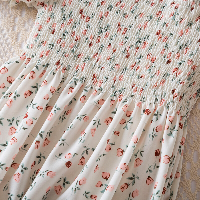 Tüdrukute kleidid 2024, suvi uus beebi Tüdrukute lilleline lühikeste varrukatega kleit 3–7 a. Lasteriided Pühade vabaajarõivad lastele trükitud riided