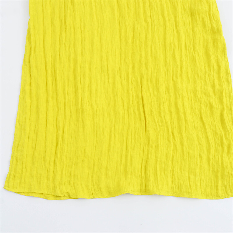 PB&ZA2024 Vasaros Naujas Produktas Laisvalaikio moterų mados Seksualaus juosmens raukšlių efekto mazgą puošianti ilga suknelė