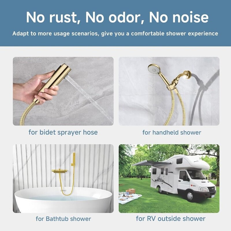 Zamjensko crijevo za tuš od nehrđajućeg čelika 1,5/2 m Produžna cijev glave tuša protiv uvrtanja Titanium Gold Visokotlačni