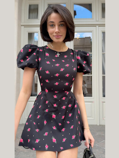 CNYISHE Puff Sleeve Print Bodycon Sheath Naiste kleidid Suvised Lühikeste Varrukatega Seksikad Klubirõivad Mood Tõmblukk Naiste Vestidos Rüü