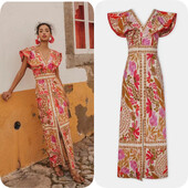 Moodne varrukateta V-kaelusega kleit, suvine uus vintage kleit, volangidega lõhik seljata pikad vestid vabaaja tänavapuhkus