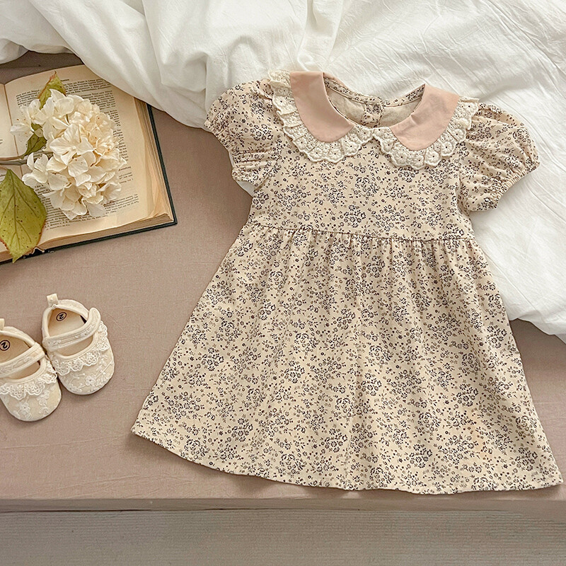 2024 Haine copii Fete Rochii casual Noua vara Copii Bebeluși Flori imprimate Costume Floral Petrecere Zi de naștere Printesa Rochii 2-6A
