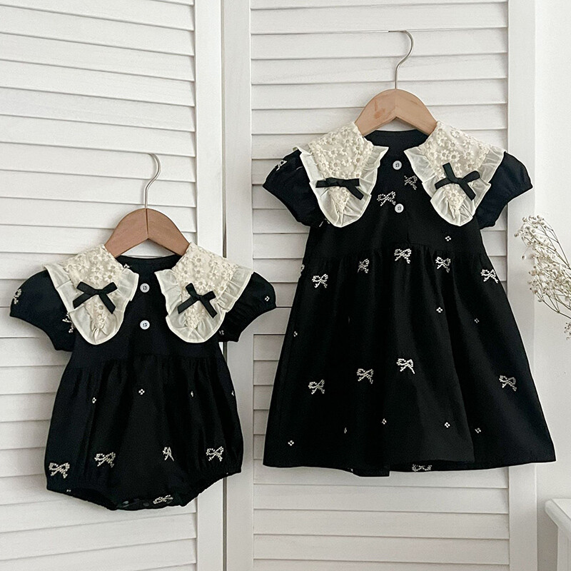 Moodsad tüdrukute tikitud vibukleit suvine uus pisikeste tüdrukute printsesskleidid pitsist lastele lühikeste varrukatega peoriided