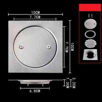 10 см външен балкон Подов дренаж от неръждаема стомана Покривно покритие Капачка за дъждовна тръба Квадратна права капка Изместващ подов дренаж