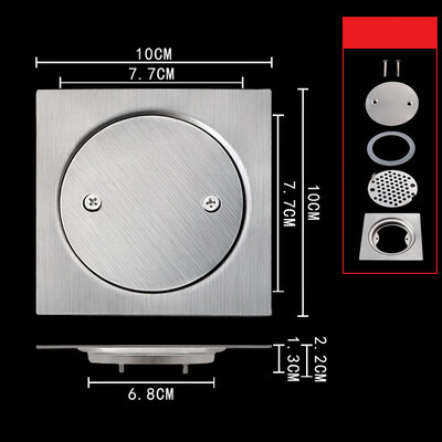 10 cm vanjski balkonski podni odvod Drenažni krovni poklopac od nehrđajućeg čelika Čep za kišnu cijev Kvadratni ravni podni odvod s pomakom