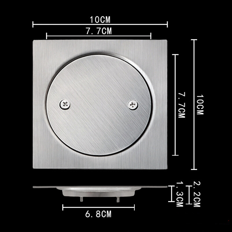 10 cm vanjski balkonski podni odvod Drenažni krovni poklopac od nehrđajućeg čelika Čep za kišnu cijev Kvadratni ravni podni odvod s pomakom