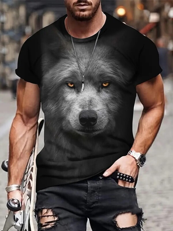 2024 Euroopa ja Ameerika piiriülene väliskaubandus Kuum müük uus meeste T-särk, moodne mood, 3D digiprint, lühikesed varrukad