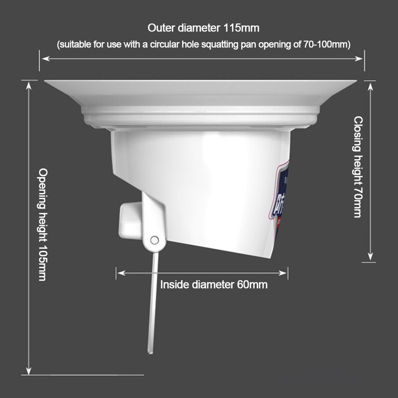 Plastična posuda za čučnjeve Čep protiv mirisa bijeli WC priključak protiv neugodnih mirisa Sprječava prelijevanje kanalizacije Dezodorira