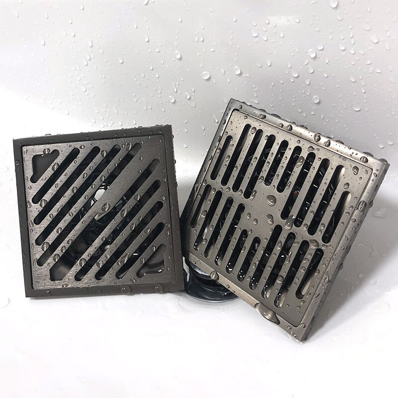 Odvod za tuš WC Filter za kosu Podni odvod Kupaonica 10cm Podni kvadratni odvod 4 inča Sivi Podni odvod tuša Kupaonski pribor