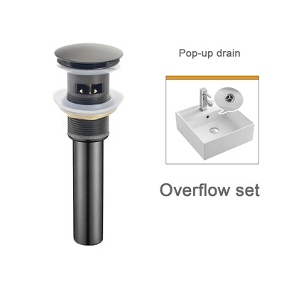 Kompleti odvodnih cijevi za kupaonicu u 8 boja, čep za umivaonik, ventil za odvod vode, glava za umivaonik, set čepova za vodu, metalno sivo bijeli