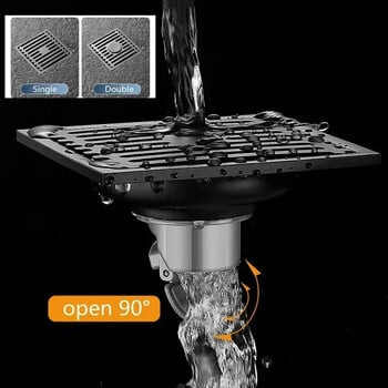 1 бр. Квадратна цедка за оттичане на пода от неръждаема стомана за душ Отцедване за оттичане на пода Разгъващ се отцедник против миризми с филтърно ядро Хардуер за баня