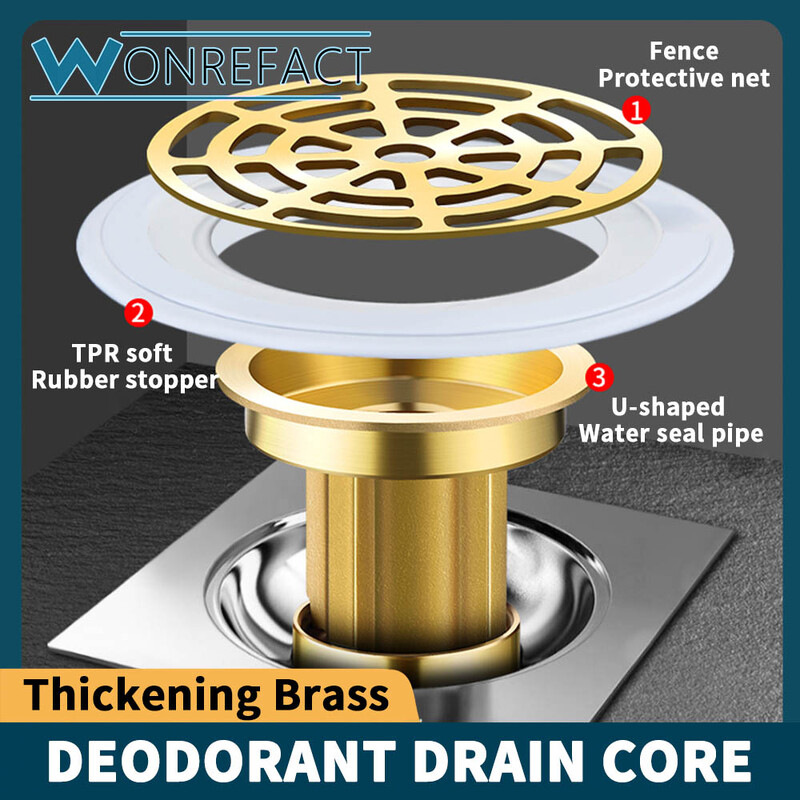 Potpuno bakreni podni odvod Dezodorans WC kanalizacijska cijev Filterska mreža Odvodni otvor Univerzalni poklopac za dezodorans Brtveni poklopac Quick Draina