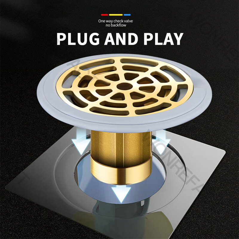 Potpuno bakreni podni odvod Dezodorans WC kanalizacijska cijev Filterska mreža Odvodni otvor Univerzalni poklopac za dezodorans Brtveni poklopac Quick Draina