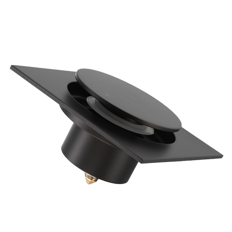 Tuqiu Podni odvodi crni/kromirani mesing Tuš Podni odvod Kupaonski dezodorans Euro Square Podni odvod Cjedilo Poklopac Rešetka Otpad