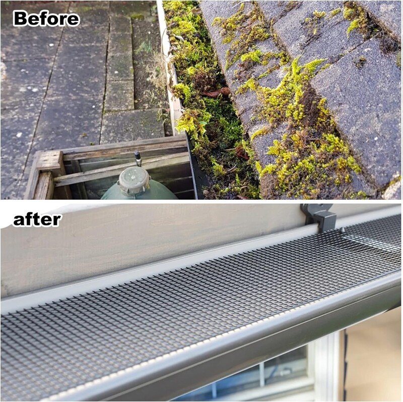 2 paketa plastične mreže za zaštitu oluka u roli 6” X 20 stopa štitnik za lišće za kišnicu-zaustavlja začepljene oluke-s 20 pričvršćenih kuka