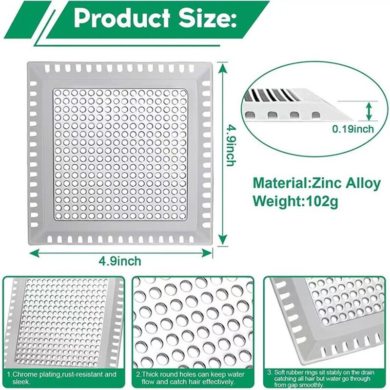 Poklopac odvoda tuša Hvatač kose Filter odvoda Štitnik za kupaonicu Cjedilo za sudoper od nehrđajućeg čelika Filter odvoda Hvatač dlačica za kadu
