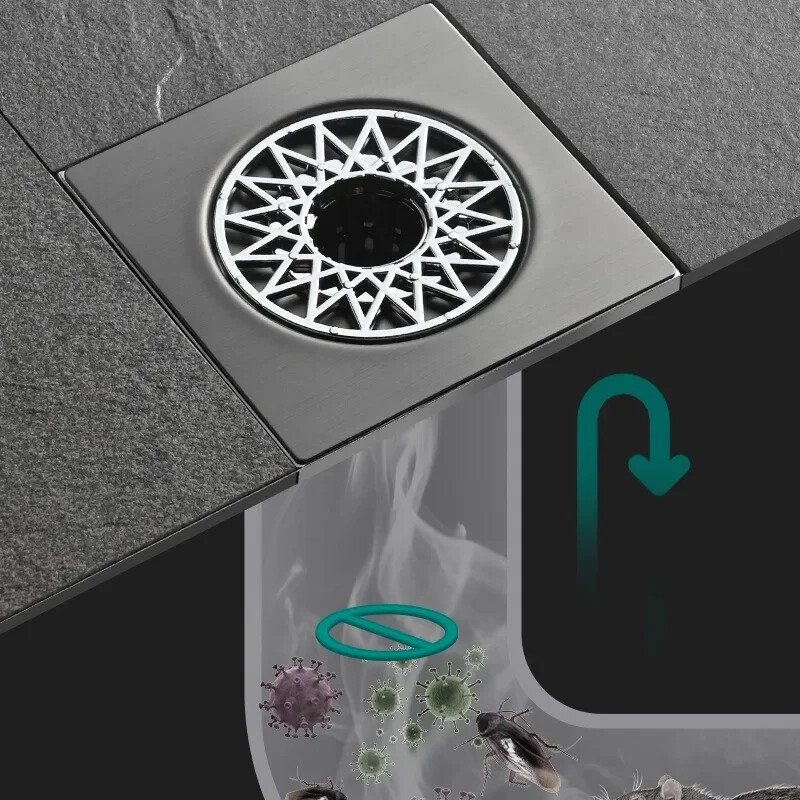 Kvadratni tuš Odvod u podu od nehrđajućeg čelika s uklonjivim poklopcem filtera Odvod za kadu Rešetka za otpad za kuhinjsku kupaonsku opremu
