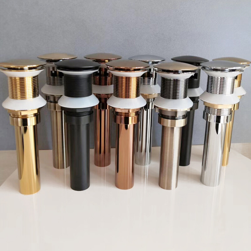 Skočni ispusni ventil za umivaonik za kupaonicu Novi čep za odvod Naprava za kadu Mjedeni set od crnog kroma Odbojni filtar za umivaonik