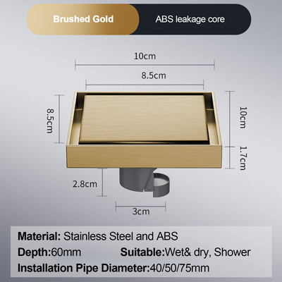 Podni odvod za noge 10*10 cm Odvodi za kadu protiv neugodnih mirisa Dezodoracijski kvadratni DIY crni filter za tuš Poklopac Cijev od nehrđajućeg čelika 304